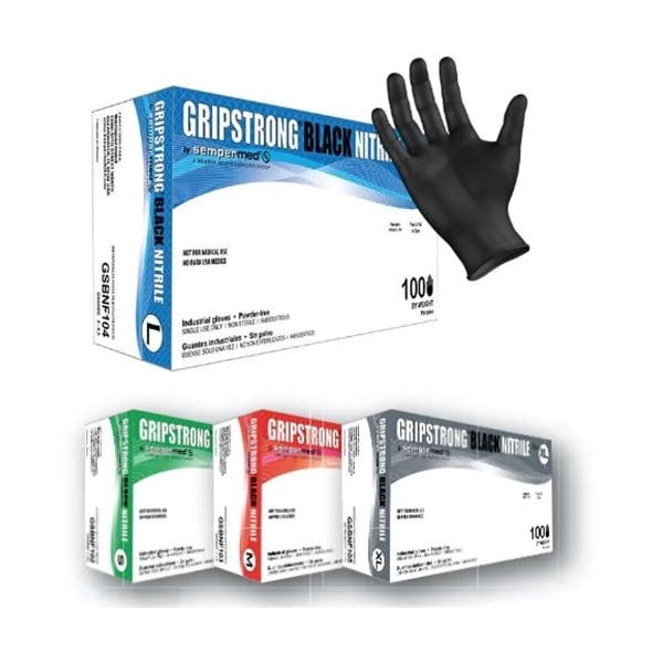 Sempermed SemperMed, Disposable Gloves, 4.5 mil Palm, Nitrile, Powder-Free, Medium, 100 PK, Black - GSBNF103
