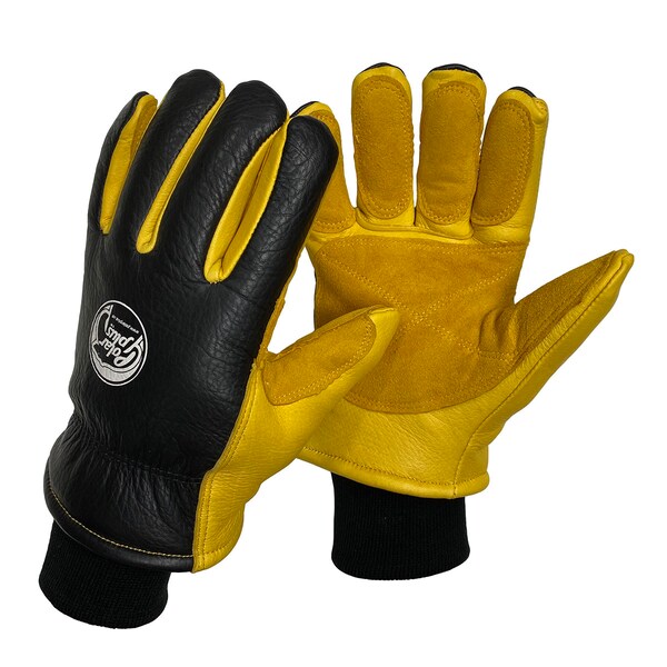Polar Plus Cold Protection Gloves, Grain Deerskin Leather Palm, Yellow, M - FG-2200-M