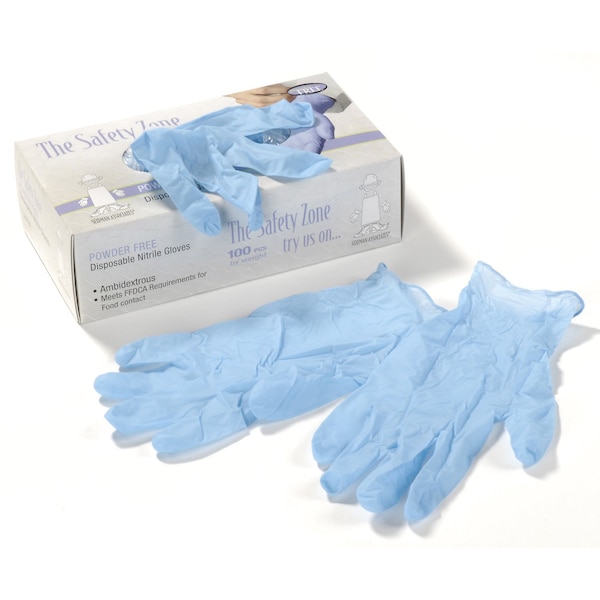 Safety Zone Disposable Gloves, 5 mil Palm, Nitrile, Powder-Free, S, 100 PK, Blue - GNPR-SM-1M