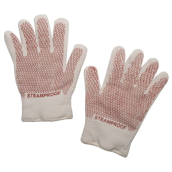 Condor Condor Steam Resistant Gloves, Cotton/Acrylic, 482 Degrees F Max Temp., Knit Cuff White/Rust, 1 PR - 1AHE9