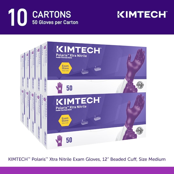 Kimtech Kimtech Polaris Xtra Nitrile Exam Gloves, 5.9 Mil, 12 in�, M, 50 Pack - 62762