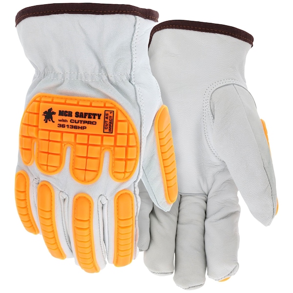 Mcr Safety Gloves, B/C Goat Leather HPPE Liner w/ TPR A5 S, 12PK - 36136HPS