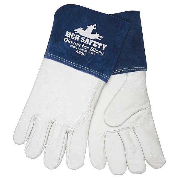 Mcr Safety Gloves For Glory Welding Gloves, Gauntlet Cuff, Wing Thumb, Premium Goatskin, L, 1 PR - 4850L