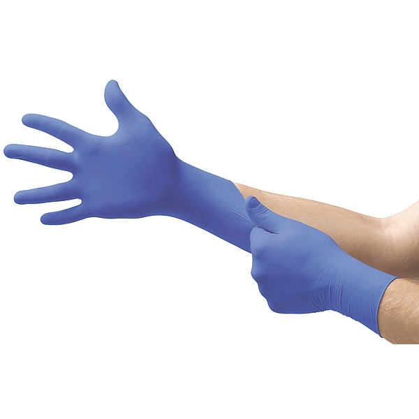 Ansell Microflex Nitrile Exam Gloves, Textured Fingertips, 3.9 mil, Powder-Free, M, Cobalt Blue, 100 Pack - N192