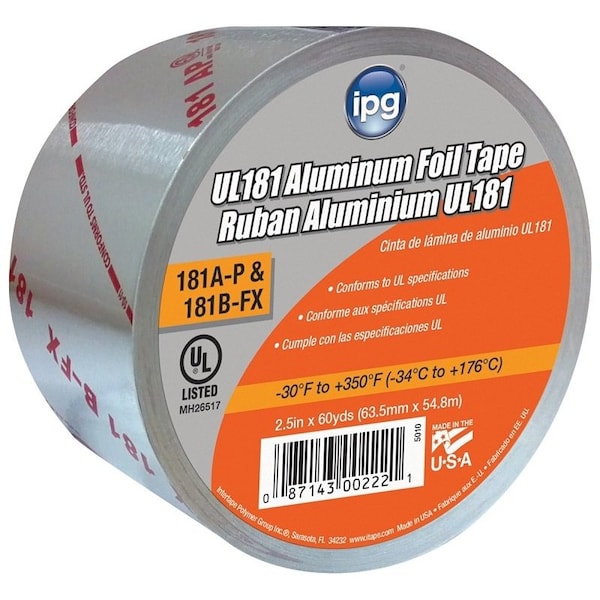 Intertape Cinta de papel de aluminio con revestimiento, 60 yardas L, 2-1/2 pulgadas W, respaldo de aluminio - 5010-B