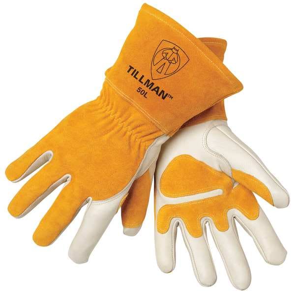 Tillman 50 Welding Gloves, Gauntlet Cuff, Straight Thumb, Premium Cowhide, M, 1 PR - 50M