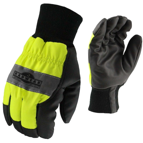 Radians Hi-Vis Cold Protection Gloves, Thermal Lining, Hi-Vis Green, L (10) - RWG800L