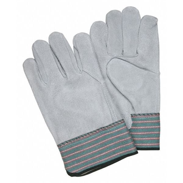 Mcr Safety Leather Palm Gloves, Safety Cuff Cuff, Wing Thumb, Large, 12 PK - 1237