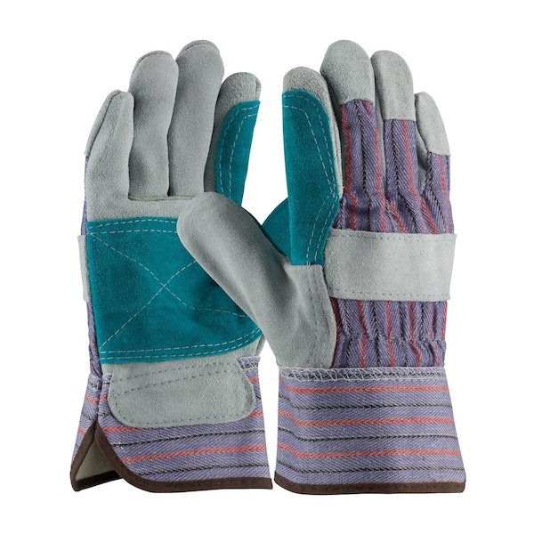 Pip Leather Gloves, Cowhide, Safety Cuff, Wing Thumb, Full Finger, Blue, L, 12 PK - 84-7533J