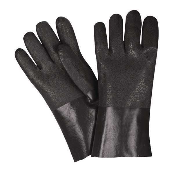 Mcr Safety 6512SJ Chemical Resistant Gloves, PVC, 12 in L, Not Rated, Black, L, 12 PK - 6512SJ