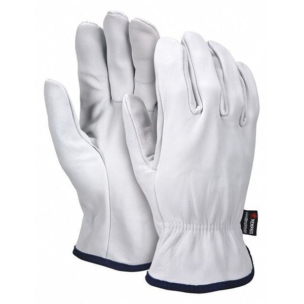 Mcr Safety Leather Drivers Gloves, Goatskin, Shirred Slip-On, Straight Thumb, Gunn Cut, White, 2XL 12 PK - 3601XXL