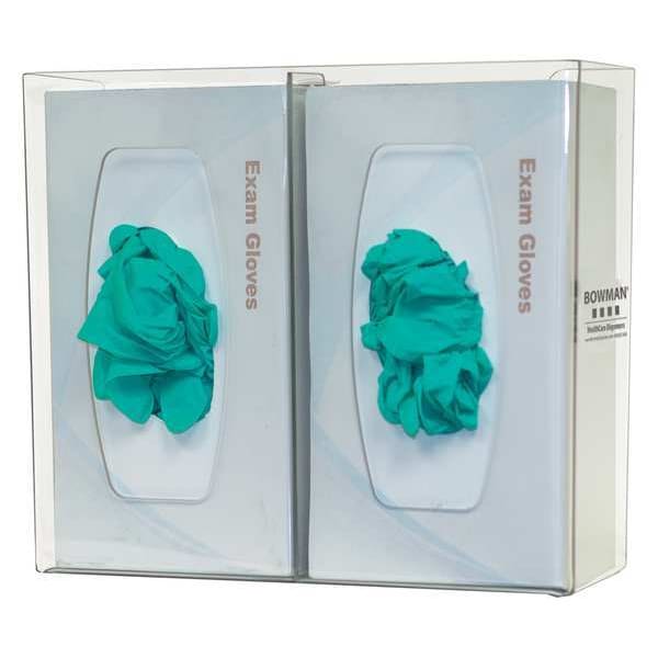 Bowman Dispensers Glove Box Dispenser, PETG Plastic, Holds (2) Boxes , Clear , 10-1/8 in H x 11-3/8 in W x 4 in D - GL020-0111