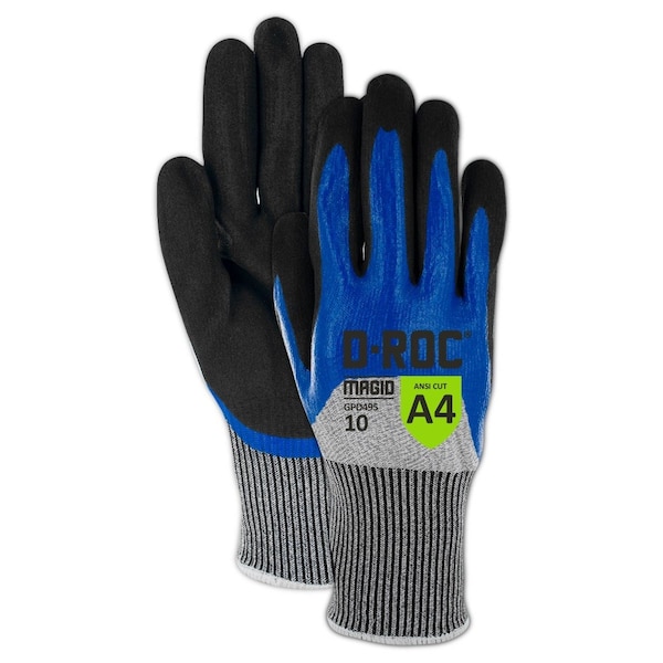 Magid Coated Gloves, 3/4, 4 Abrasion Level, Gray, , 10 1 PR - GPD49510