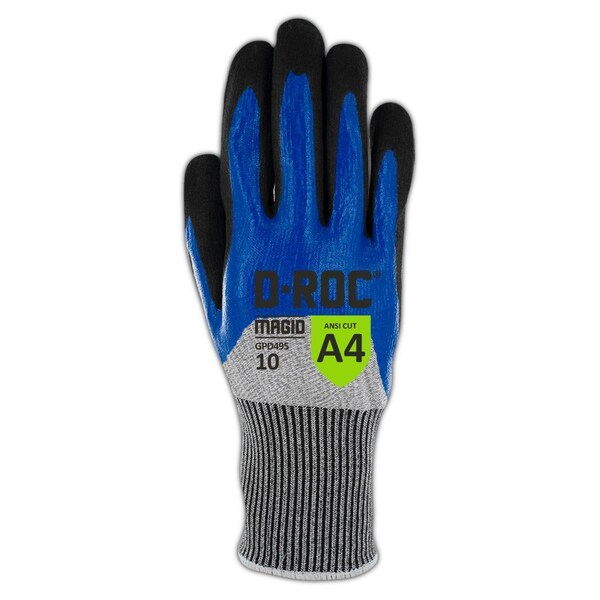 Magid Coated Gloves, 3/4, 4 Abrasion Level, Gray, , 10 1 PR - GPD49510