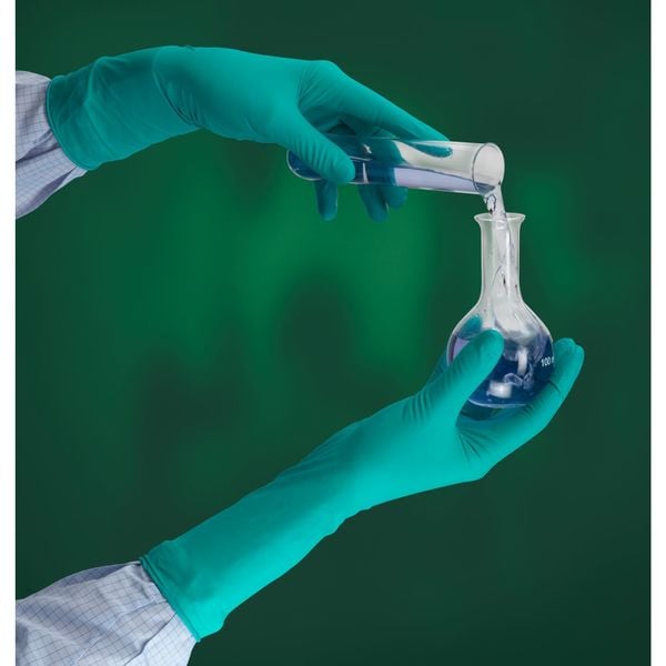 Ansell Sterile Cleanroom Gloves, 5 ISO Class, Nitrile, 12 in L, 5 mil, Green, XL, 200 PK - 93-700