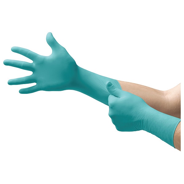 Ansell Sterile Cleanroom Gloves, 5 ISO Class, Nitrile, 12 in L, 5 mil, Green, XL, 200 PK - 93-700