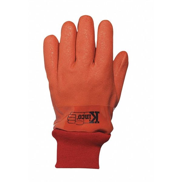 Kinco Chemical Resistant Gloves, PVC, 12 in L, 10.00 mil, Amber, L, 1 PR - 8170-L