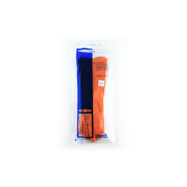 Acitek Disposable Gloves, ISO 5 ISO Class, Latex, 14 in L, Orange, 2XL, 72 PK - 49-252