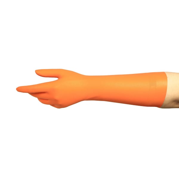 Acitek Disposable Gloves, ISO 5 ISO Class, Latex, 14 in L, Orange, 2XL, 72 PK - 49-252
