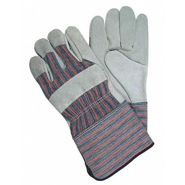 Mcr Safety Leather Palm Gloves, Gauntlet Cuff, Wing Thumb, L, 12 PK - 1310