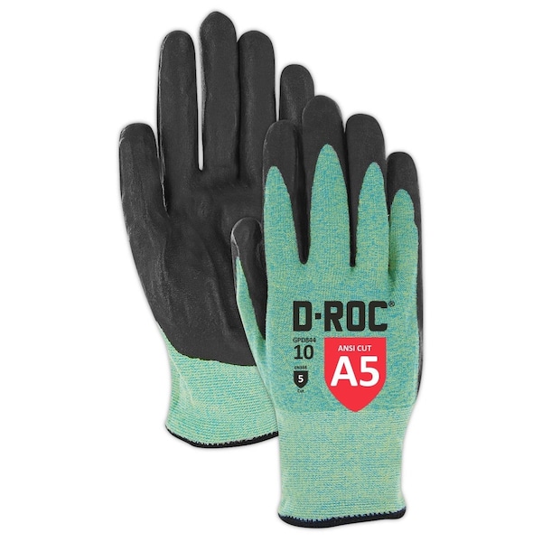Magid Coated Gloves, Foam Nitrile, 4 Abrasion Level, Teal, , 5 1 PR - GPD844-5