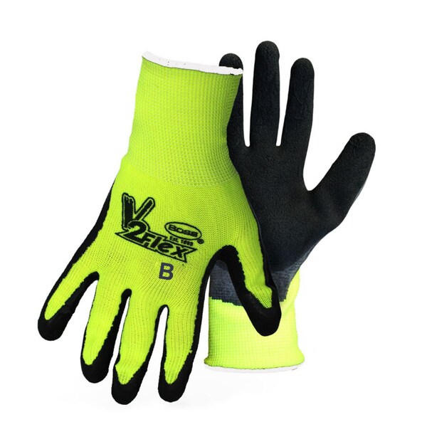 Boss Boss V2 Flexi Grip Men's Indoor/Outdoor Hi-Viz Work Gloves Black/High-Vis Green S 1 pair - 8412B