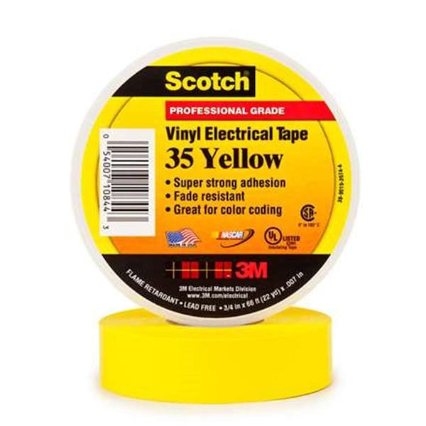 Cinta eléctrica amarilla de 0.75 in. x 66 ft. -10PK - DE3347786