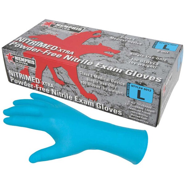 Mcr Safety NitriMed, Disposable Gloves, 6 mil Palm, Nitrile, Powder-Free, L, Blue - 6012L