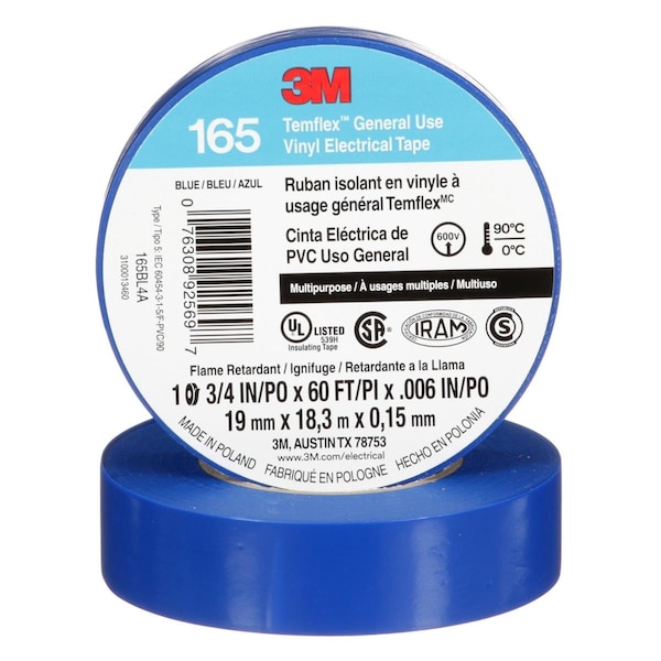 Casa de luz Belleza 165BL4A 60 pies Cinta eléctrica de vinilo Temflex 165, Azul - LI3530164