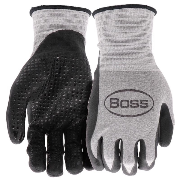 Boss Boss Unisex Indoor/Outdoor Tactile Grip Gloves Black/Gray XL 1 pair - B31181-XL