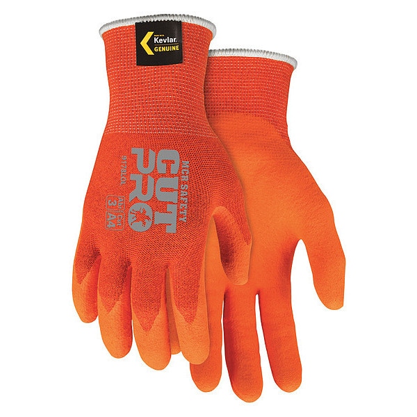 Mcr Safety Hi-Vis Cut Resistant Coated Gloves, Cut Level A4 , Dipped , Foam Latex , Foam , M 1 PR - 9178LOM