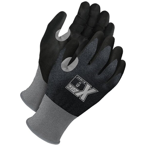 Bdg PU Coated Gloves, Polyurethane, Palm, Black/Gray, L 1 PR - 99-1-9511-9