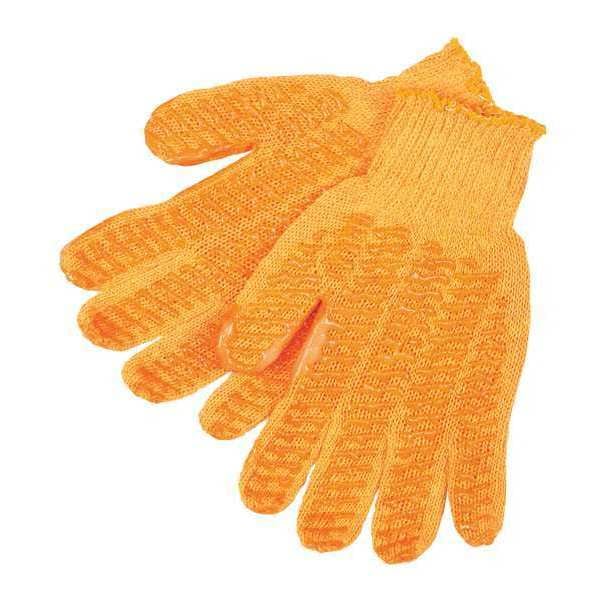 Mcr Safety Knit Gloves, Acrylic, Fish Net Palm, Orange, 12 PK - 9675XLM