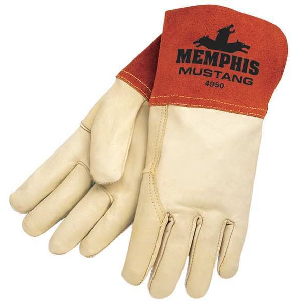 Mcr Safety Mustang Welding Gloves, Gauntlet Cuff, Wing Thumb, Premium Goatskin, XL, 1 PR - 4950XL