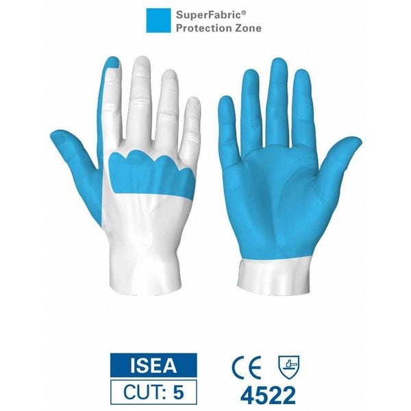 Hexarmor Chrome Series(R) Cut-Resistant Mechanics Gloves, Faux Leather Palm, L, Black/Blue - 4018-L (9)