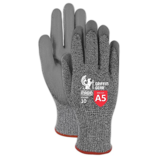 Magid Coated Gloves, Polyurethane, 6 Abrasion Level, Salt & Pepper, 1 PR - GPD591-5