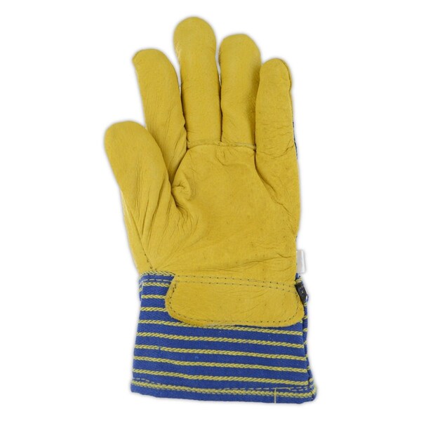 Magid Leather Palm Gloves, Wing Thumb, Blue/Gold, S, 12 PK - B580E-S