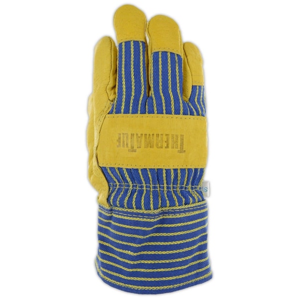 Magid Leather Palm Gloves, Wing Thumb, Blue/Gold, S, 12 PK - B580E-S