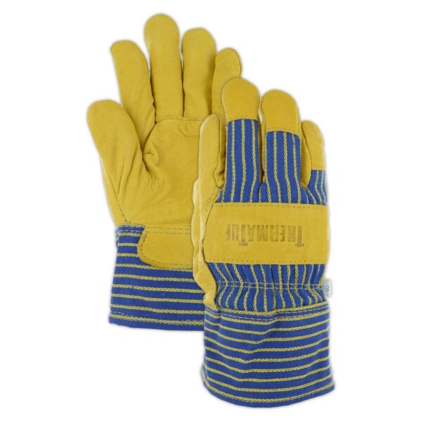 Magid Leather Palm Gloves, Wing Thumb, Blue/Gold, S, 12 PK - B580E-S