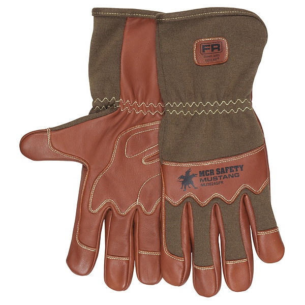Mcr Safety Leather Drivers Gloves, Goatskin with Nomex(R) Back ( Double Palm ), Gauntlet, Wing Thumb, Gunn Cut - MU3624GFRXL