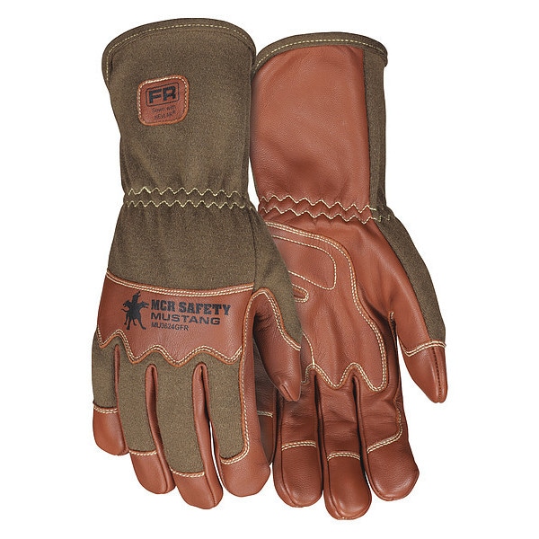 Mcr Safety Leather Drivers Gloves, Goatskin with Nomex(R) Back ( Double Palm ), Gauntlet, Wing Thumb, Gunn Cut - MU3624GFRXL