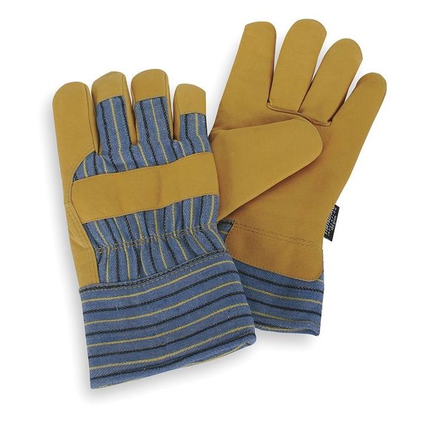 Condor Cold Protection Gloves, Grain Pigskin Leather Palm, Thinsulate Lining, Gold Yellow/Blue Stripes - 4TJY3