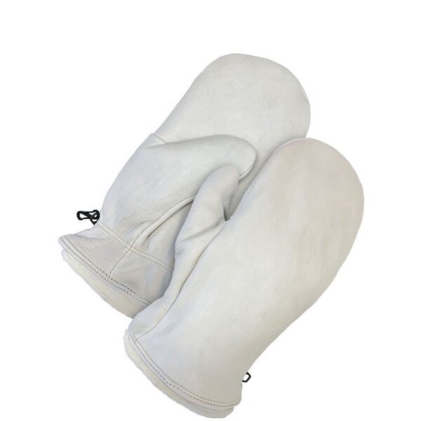 Bdg Lined Leather Mitt, Shirred Elastic Wrist (Palm Side) Cuff, Wing Thumb Thumb, Gray - 50-9-227-L