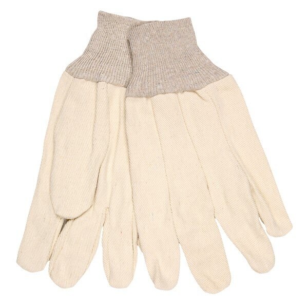 Mcr Safety Heavy Weight Gloves, Large, Canvas, Natural, Knit Wrist Cuff - 8300C