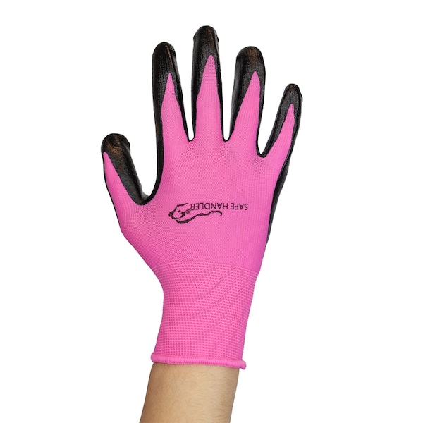 Safe Handler Nitrile Firm Grip Work Gloves, OSFM, Pink (12-Pack) - BLSH-ESRG-17P