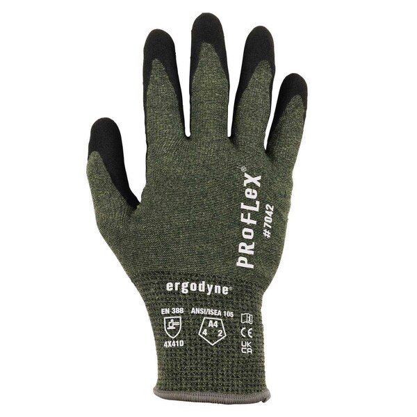 Ergodyne ANSI A4 Nitrile Coated CR Gloves, Green, Size XL - 7042