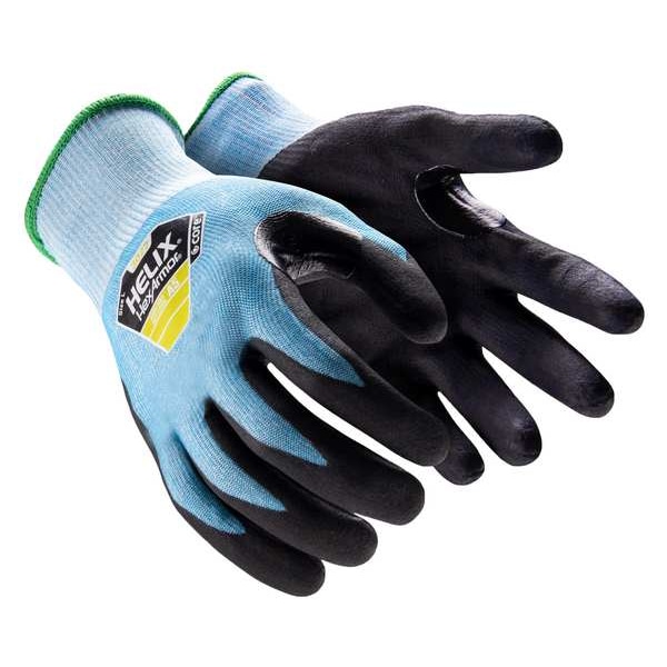 Hexarmor Cut-Resistant Gloves, Nitrile, Polyethylene, , Light Textured Palm, Knit, Black, Blue, 1 PR - 3022-L (9)
