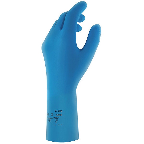 Ansell AlphaTec Chemical Resistant Gloves, Nitrile, 12 in L, 8 mil, Blue, 8, 1 PR - 37-310