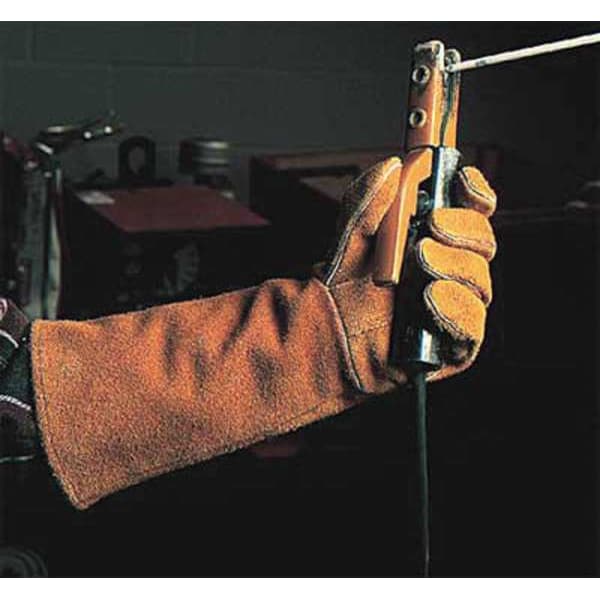 Condor Condor Welding Gloves, Gauntlet Cuff, Straight Thumb, Standard Cowhide, L, 1 PR - 5T184