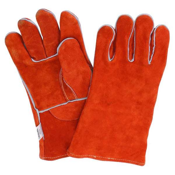 Condor Condor Welding Gloves, Gauntlet Cuff, Straight Thumb, Standard Cowhide, L, 1 PR - 5T184